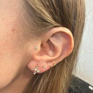 The Fiona Gold sterling silver stud earrings x cross studs cz